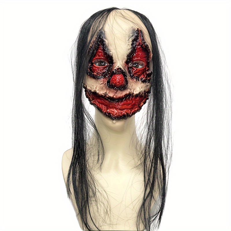 Latex Vivid Horror Clown Mask, Ugly Man Full Face Mask Dress Up  Accessories, Halloween Cosplay Costume Props Party Decors Photography Props