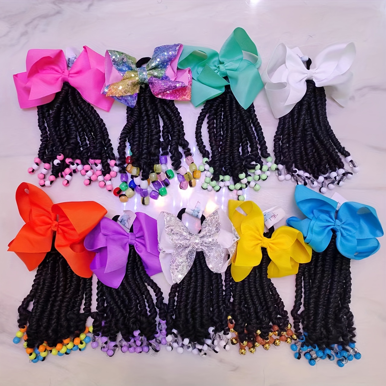 Beaupretty Ponytail Beads and Dreadlocks Hair Extensions with Rubber Bands  Remote Control Mouse Cat Toy Braided Wig Ponytail Beaders for Braids