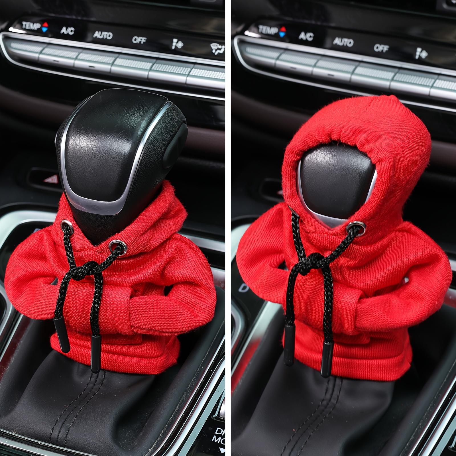 1X Car Shift Knob Sweater Gear Shift Hoodie Red Gear Level Protector Cover  Trim