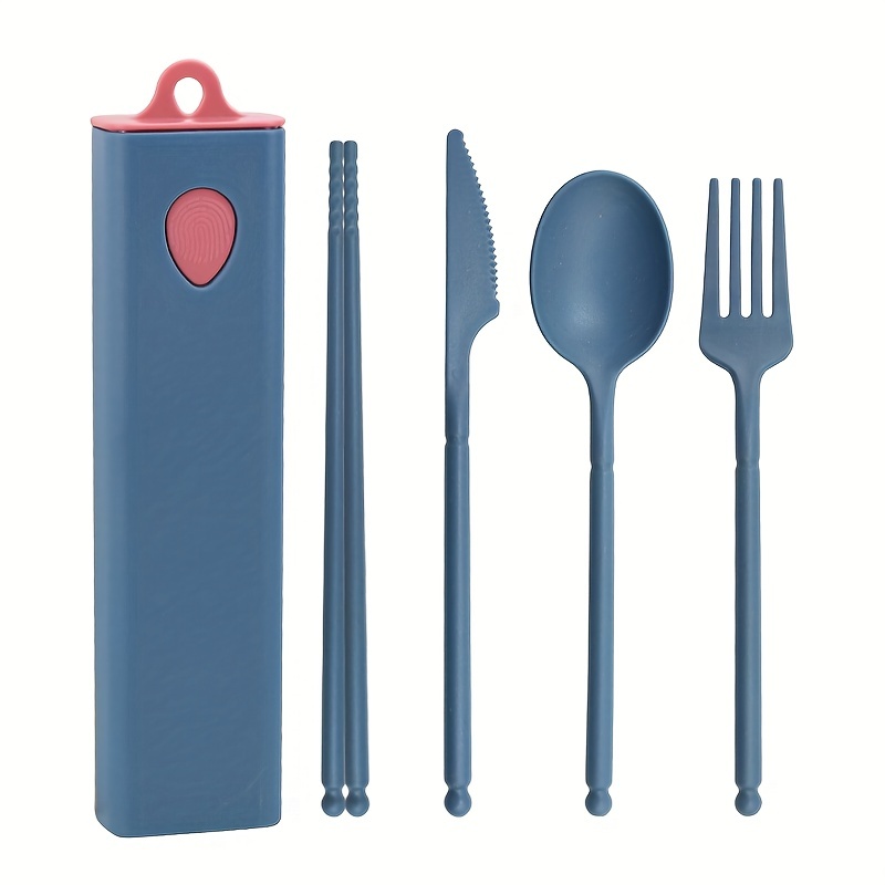 4pcs/Set Dinnerware Sets Creative With Case Plastic Knife Fork Spoon  Chopsticks Sets Travel Cutlery for