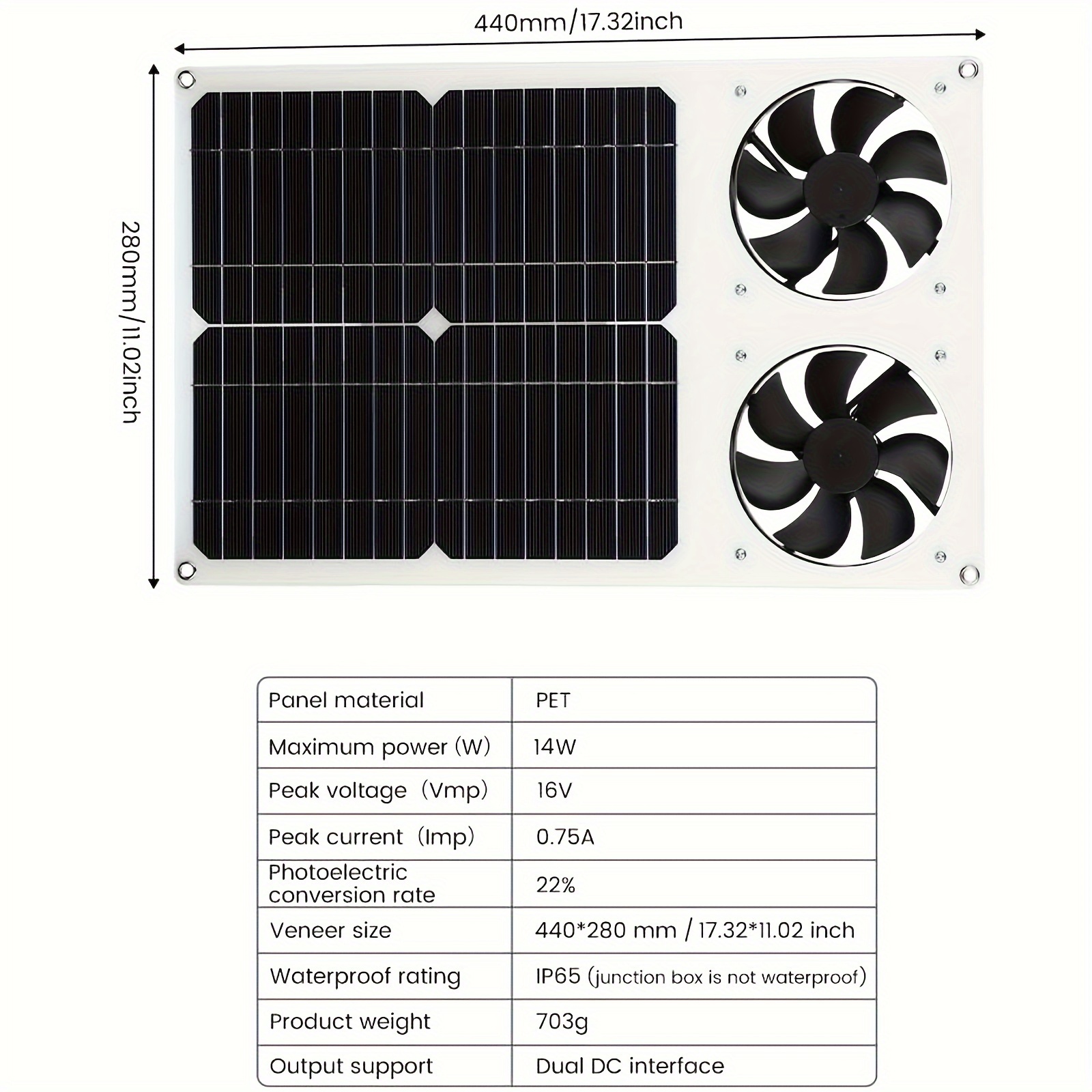 Solar Panel Fan Kit Weatherproof Dual Fan Portable Energy - Temu