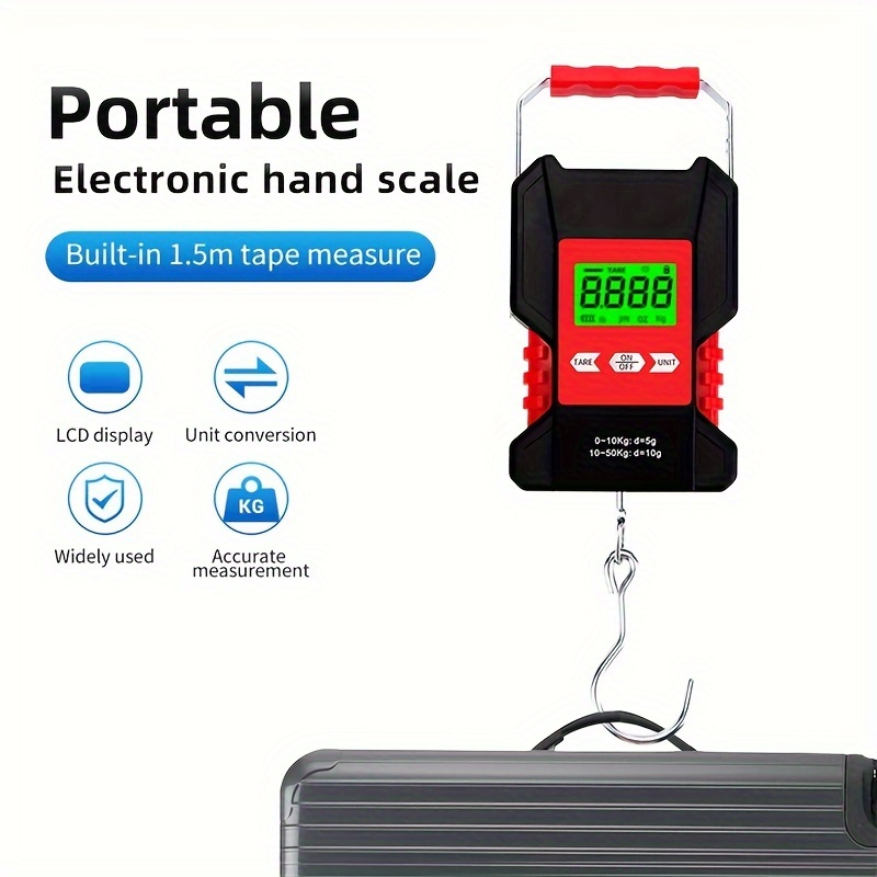 LCD Electronic Fishing Scale Portable Digital Luggage Weight Hanging Hook  50KG