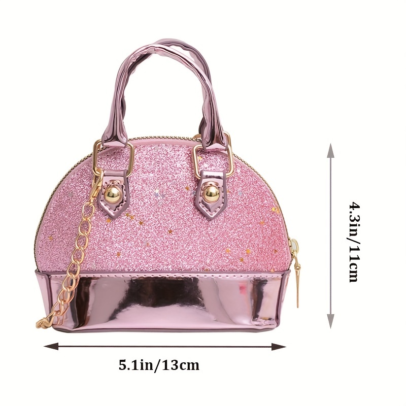 Sequin Mini Shell Shaped Handbag, Fashion Chain Crossbody Bag For