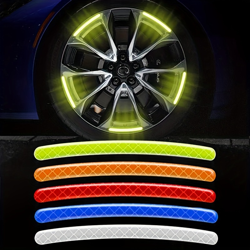

10/20pcs Car Wheel Hub Reflective Stickers, Tire Anti-collision Adhesive Strips, Creative Motorcycle Bike Stickers