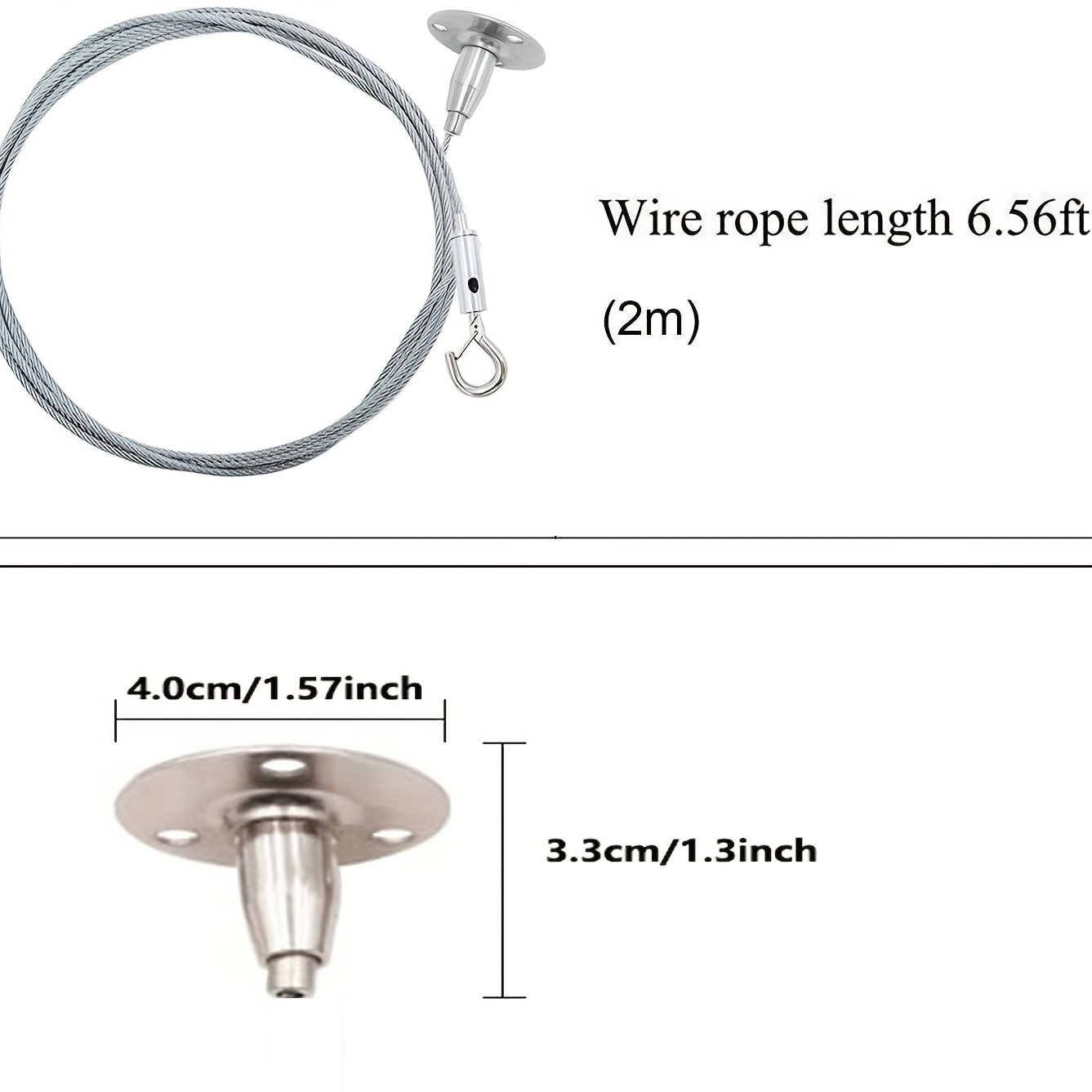 2pcs Adjustable Picture Hanging Wire with Loop and Hook, 6.5ft (2Meters)  Heavy Duty Picture Hanging Wire Kit, Stainless Steel Hanging Wire Rope for