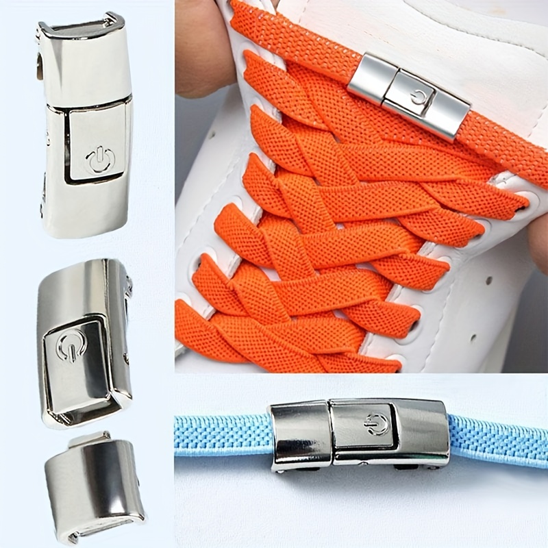 No Tie Elastic Lace Lock Shoe Laces | Speed Laces Neon Orange