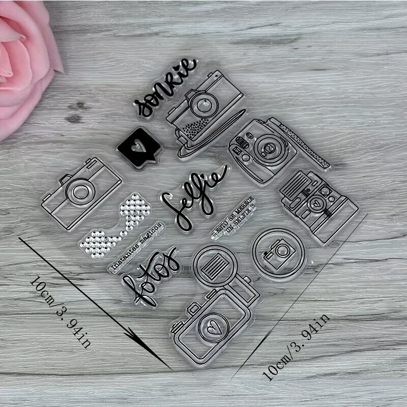 1pc Clear Silicone Camera Stamp For Diy Scrapbooking, Card Making & Crafts - Square Holiday-themed Rubber Stamp
