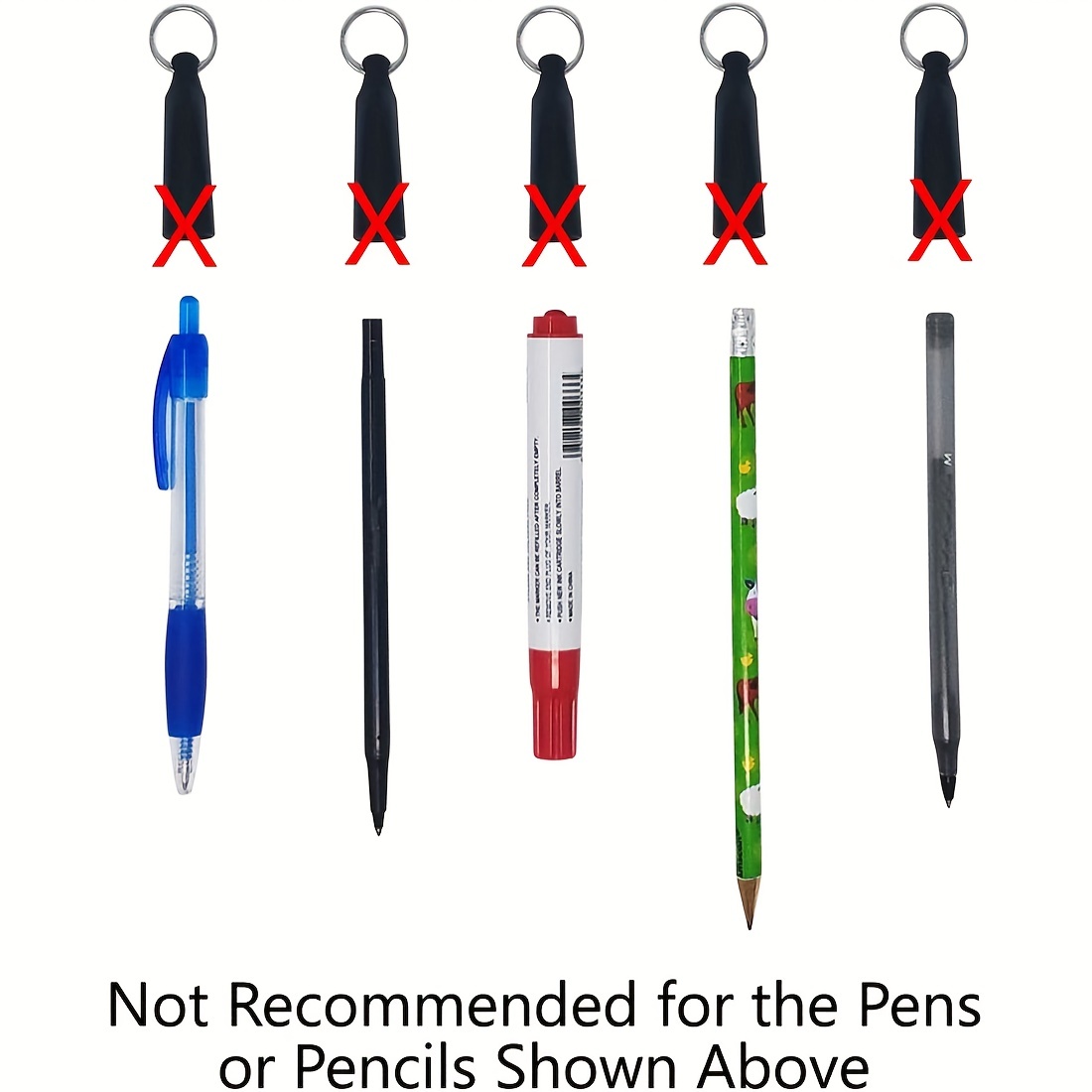 6 Pieces Clip On Pens Carabiner Pens Retractable Badge Reel Pen Belt Clip  And Carabiner Keychain Ballpoint Pen, 6 Colors