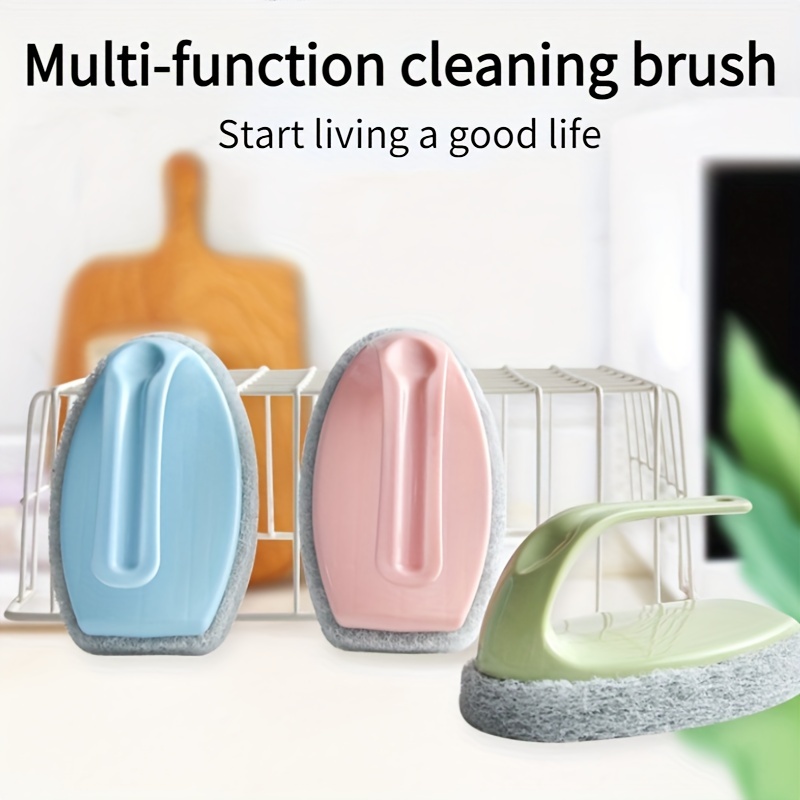 1pc Handle Brush For Bathtub, Bathroom Tiles, Kitchen Oil Stain Cleaning  With Sponge Power