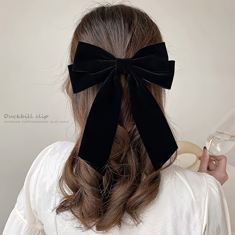 Korea Ribbon Bow Hair Clip Black Cute Hair Bows Hairpins Women Elegant  Barrette Girls Bowknot Hair