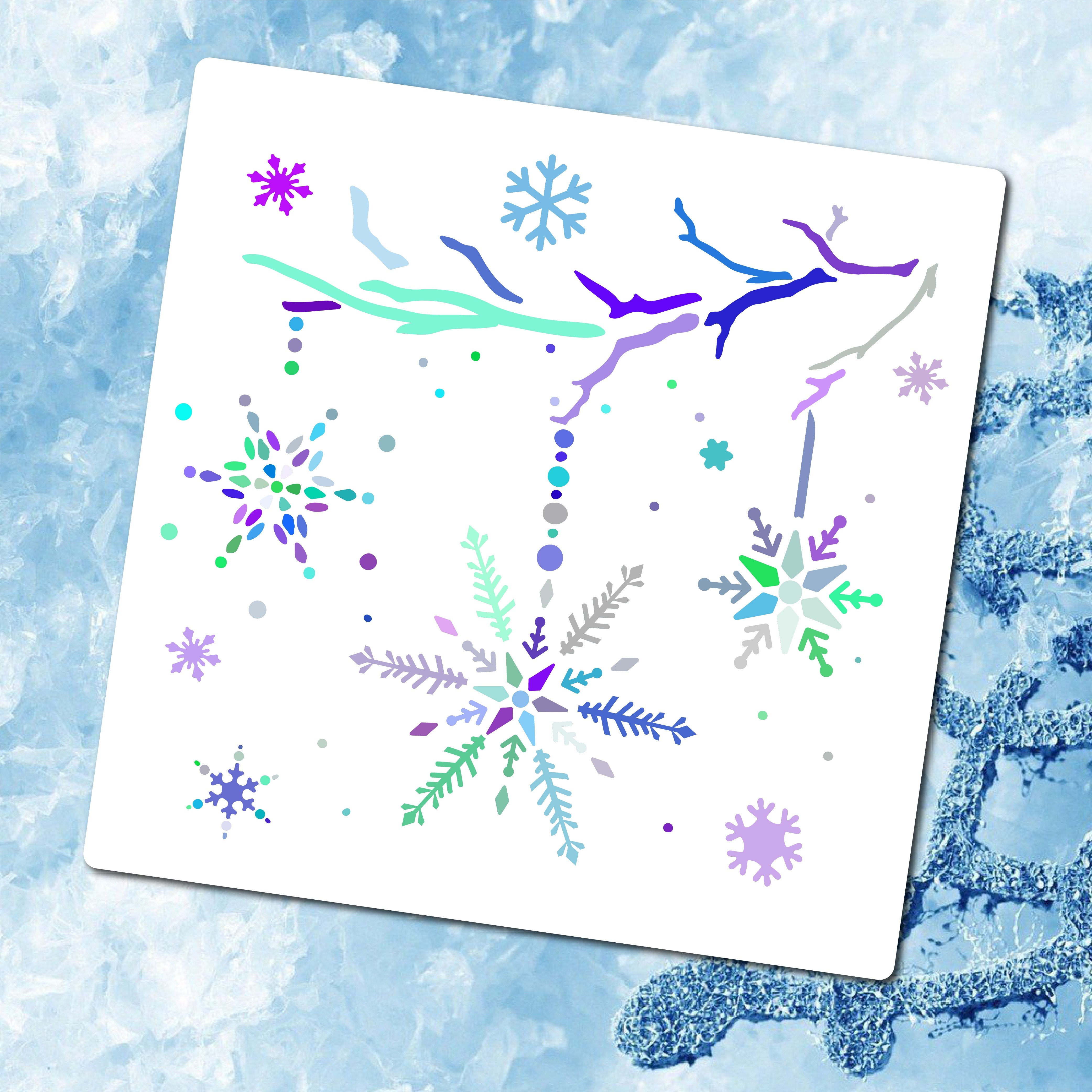 Huaai Christmas Snowflakes Hand-Painted Spray Painting Hollow Out Painting Template Large, Medium and Small Snowflakes L