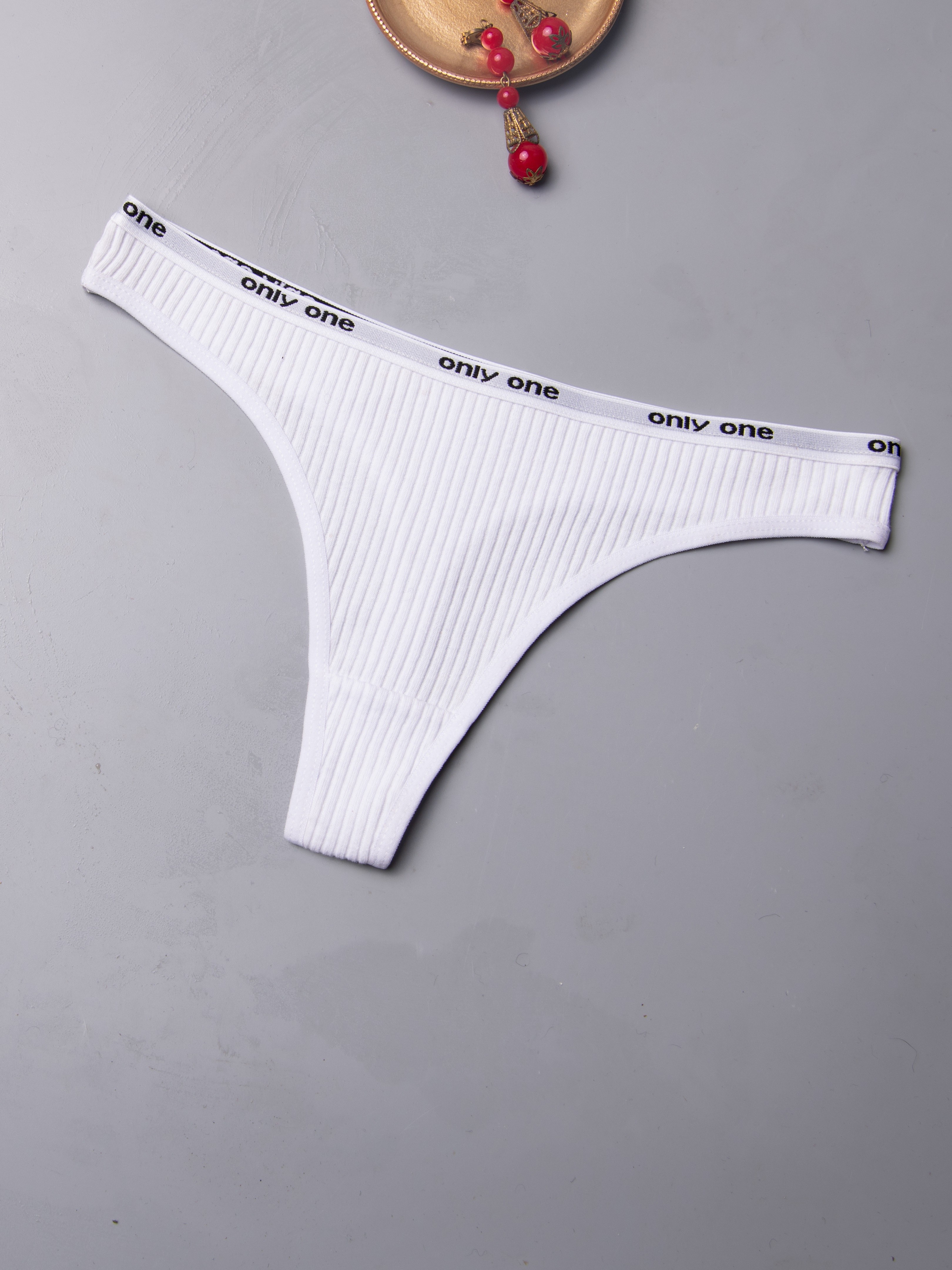 Letter Tape Ribbed Thongs Soft Comfy Stretchy Intimates - Temu