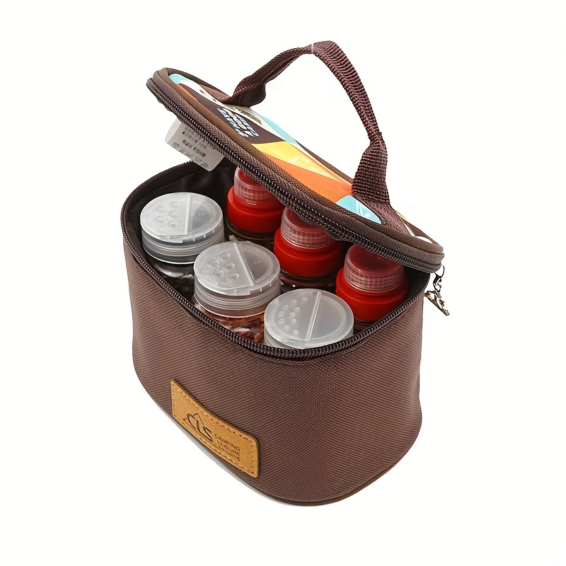 7pcs/set Portable Seasoning Bottle Set for Outdoor Camping and BBQ -  Includes Kitchen Storage Box and Storage Bag