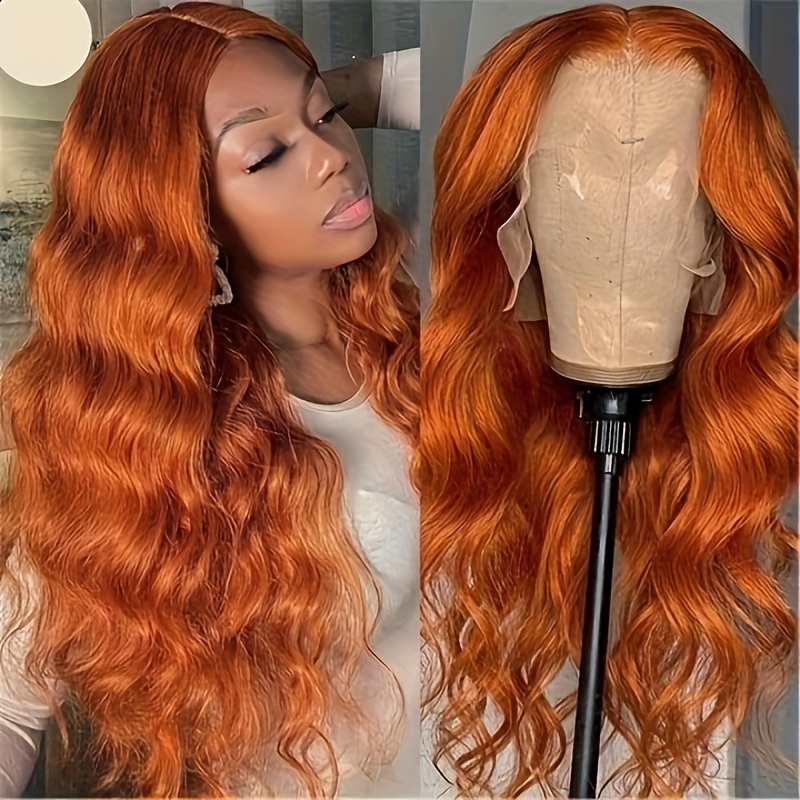 MEODI HAIR Human braiding hair 13x6 Hd Colored Ginger Orange Curly Lace  Frontal Wig 13x4 Deep