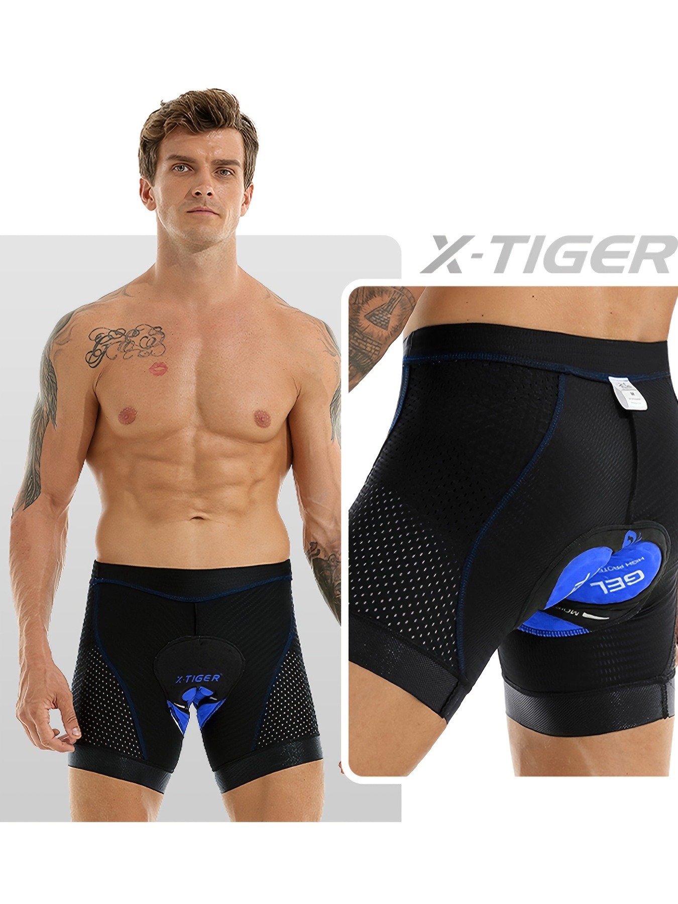 X-TIGER Men's Cycling Underwear Shorts 5D Padded Gel,MTB Biking Shorts  Pants with Breathable,Adsorbent Design