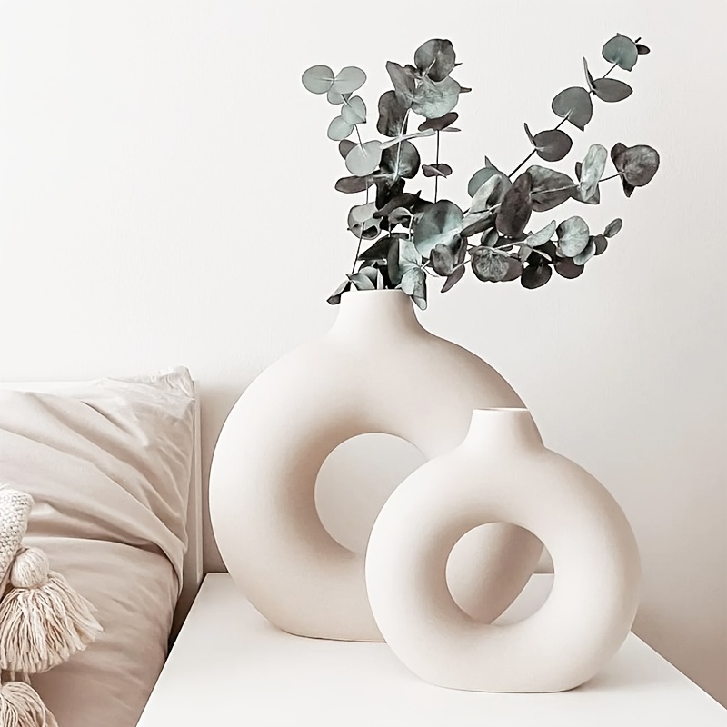 White Ceramic Vase White Vases For Decor, Modern Home Decor Vase ...