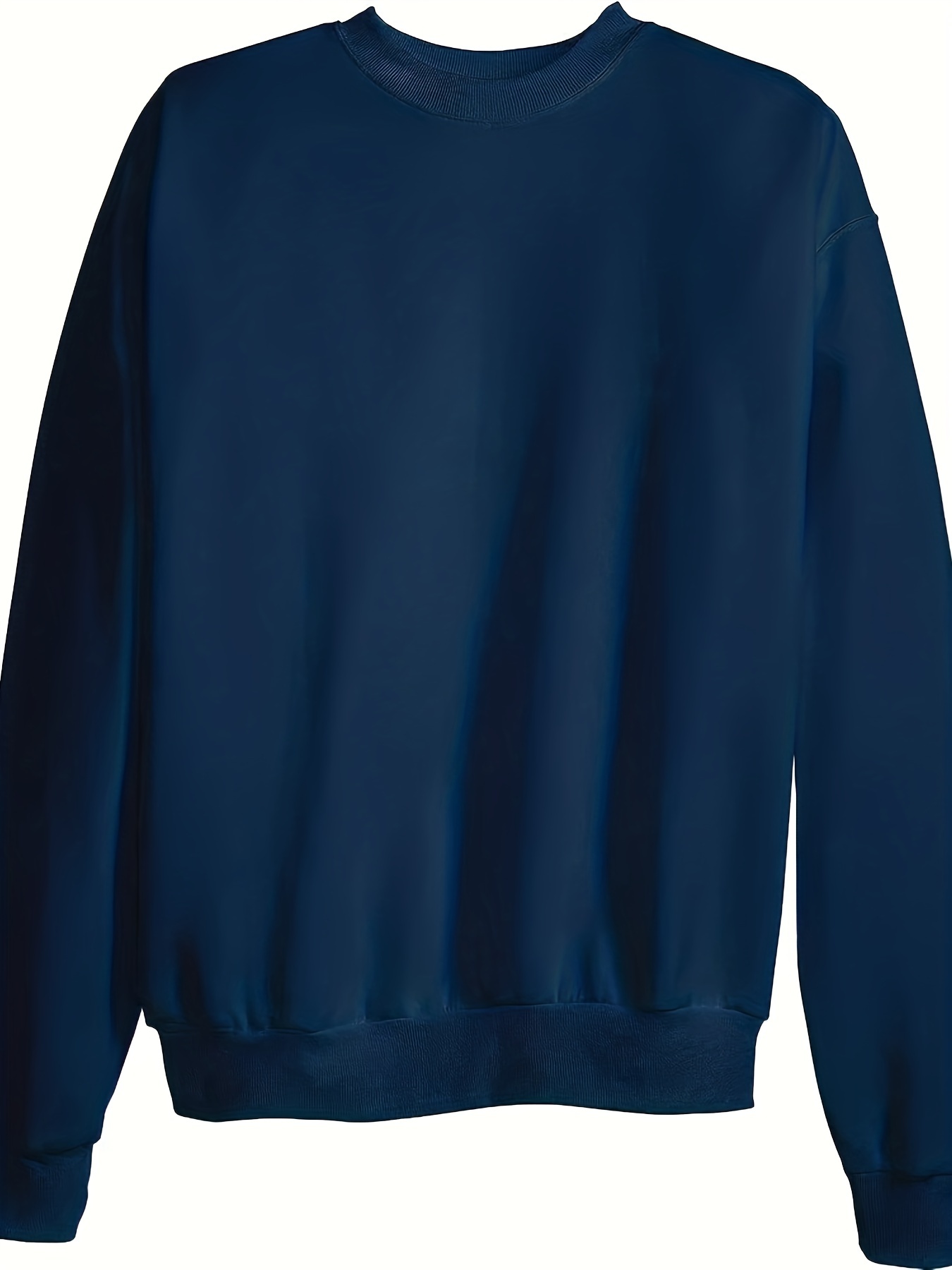 Men Navy Solid Crew Neck Sweatshirt