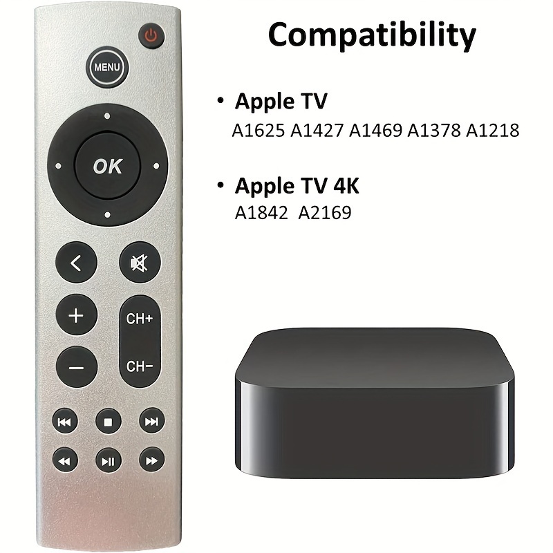 Nuevo Control Remoto De Reemplazo Universal Compatible Con Apple TV 4K/ Gen  1 2 3 4/ HD A2843 A2737 A2169 A1842 A1625 A1427 A1469 A1378 A1218 Sin Coma