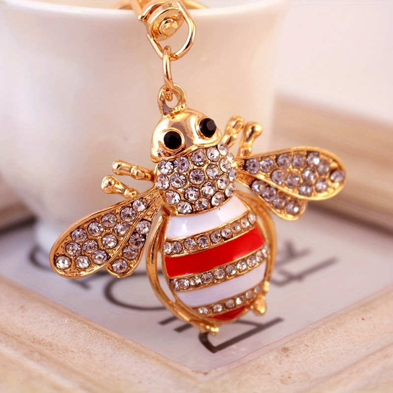Creative Crystal Inlaid Artificial Diamond Bee Car Key Chain