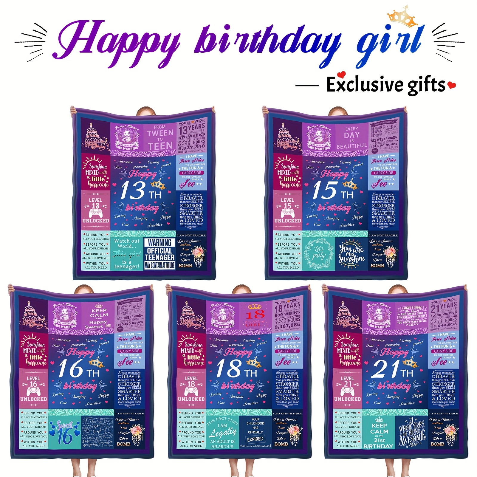 10 Year Old Girl Gift Ideas Blanket 80x60 - Gifts for 10 Year Old Girl -  10th Birthday Decorations for Girl - 10 Year Old Girl Birthday Gifts - Best