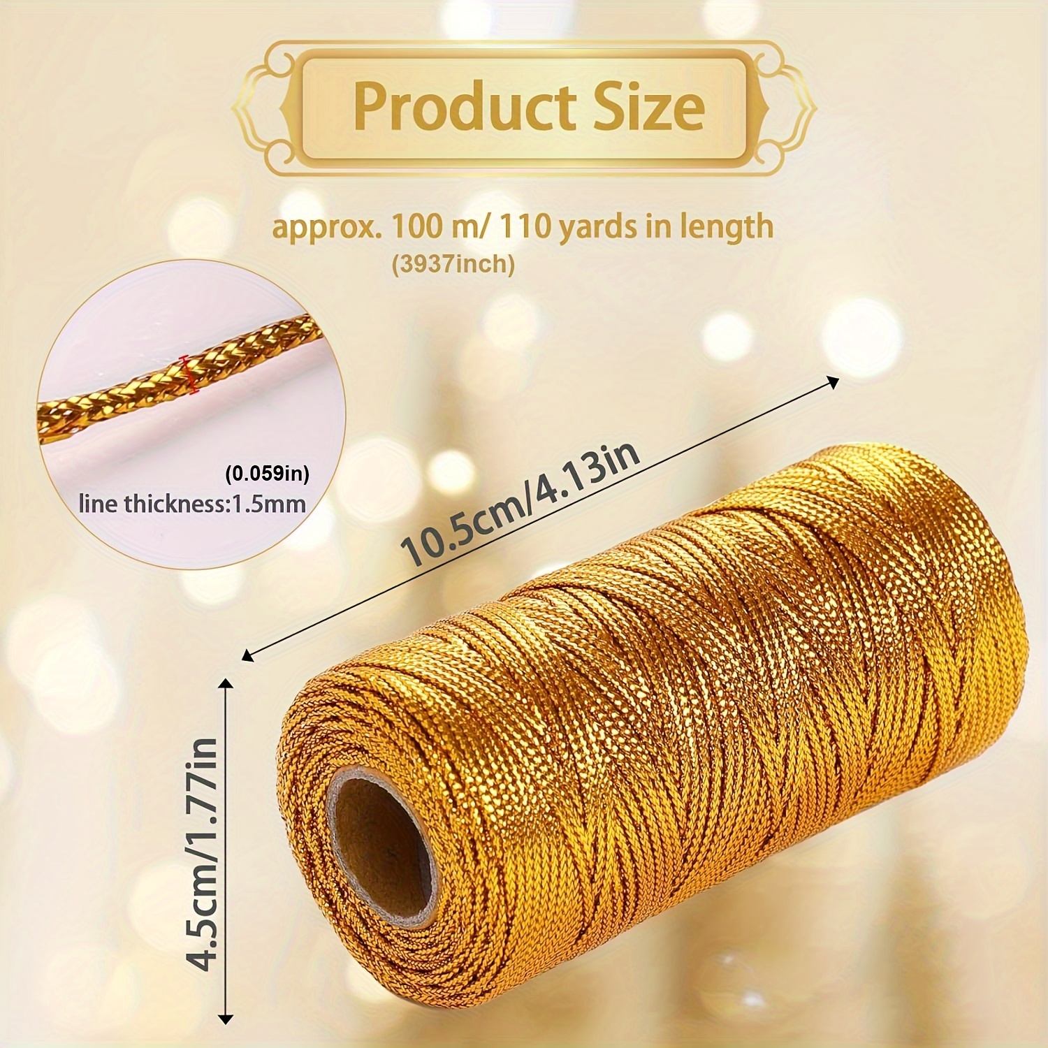 Metallic Gold Bakers Twine Decorative Craft String (110 Yards)