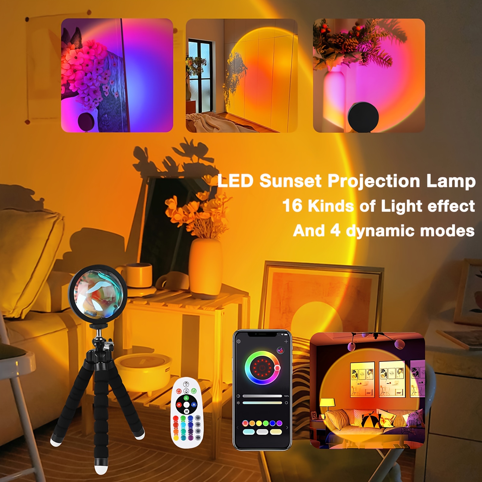 4 in 1 Sonnenuntergang Projektor Regenbogen Lampe USB LED Nachtlicht für  Home Party Atmosphäre Deko