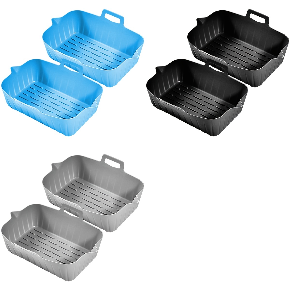 2X Silicone Baking Basket Tray Pot Pan for NINJA Air Fryer Accessories-Reusable