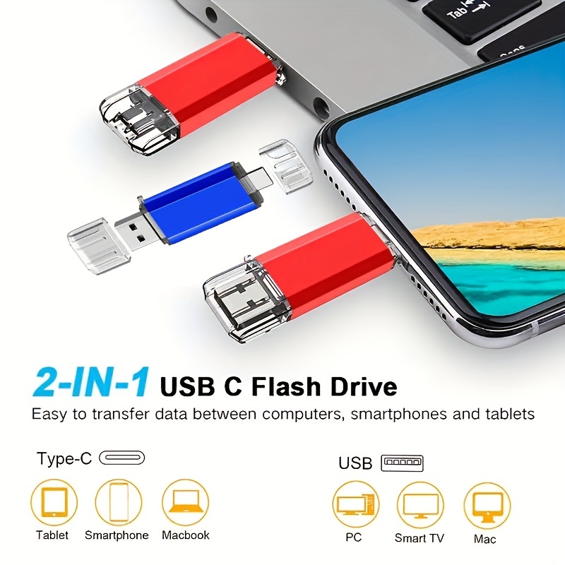 THKAILAR Clé USB C 512 Go - 2 en 1 Thunderbolt Flash Dive avec
