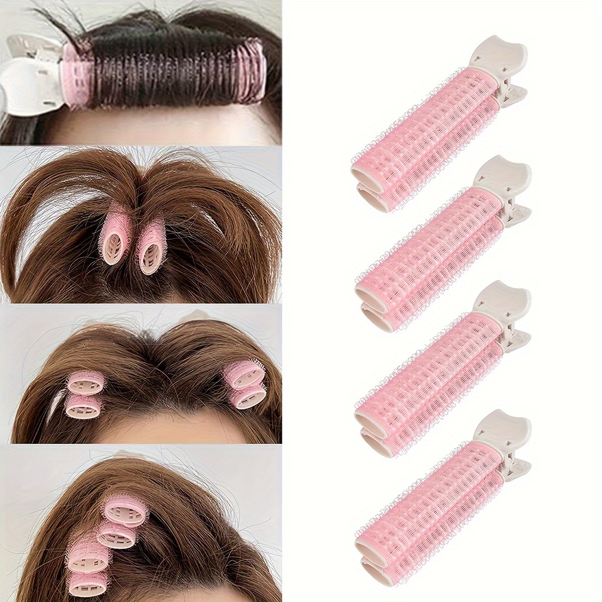 

4pcs/set Hair Curling Tools Heatless Hair Curlers Fluffy Hair Root Rollers Volumizing Air Bang Curlers Diy Hair Styling Accessories For All Hair Type