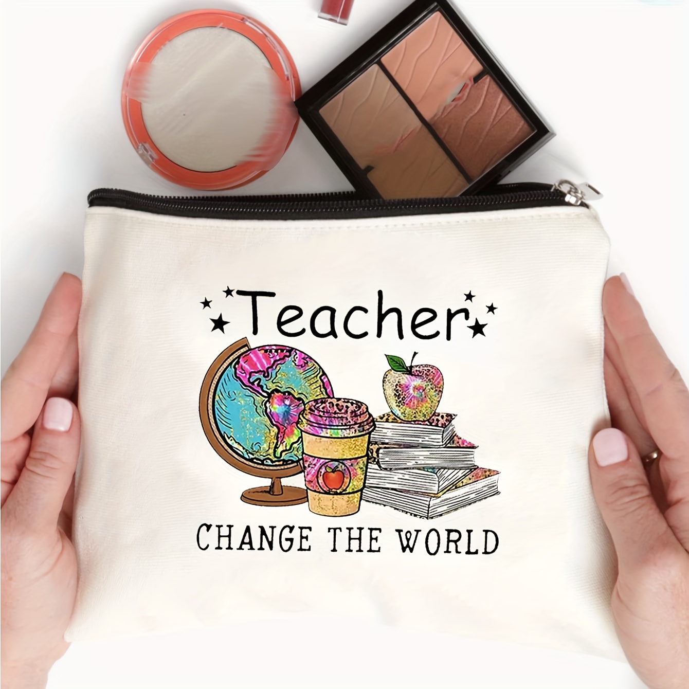 Teacher Change The World Print Cosmetics Bag Travel Pouch - Temu New Zealand