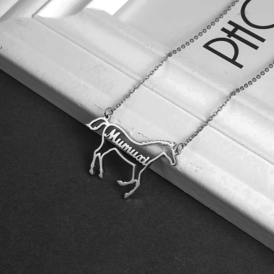 Customized Steed Horse Shape In English Name Necklace - Temu