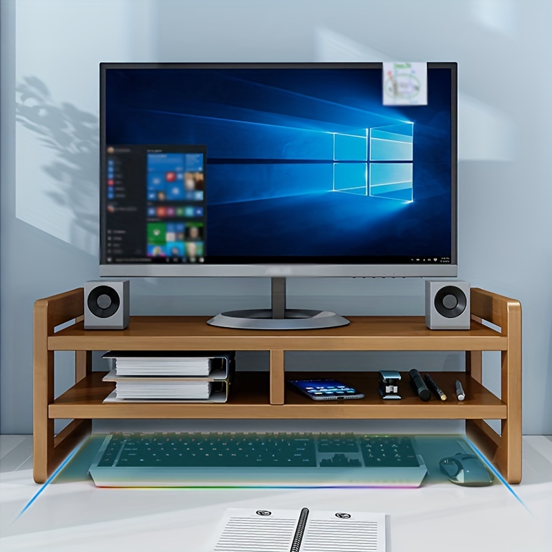 Supporto per monitor in legno e organizer da scrivania, supporto rialzato  in stile scandinavo per iMac, computer, TV -  Italia