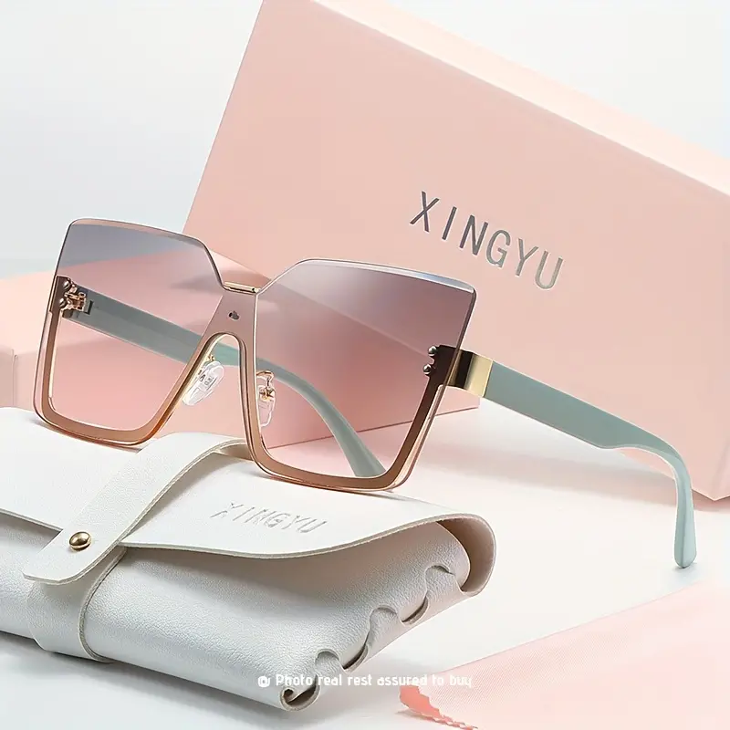 xingyu oversized cat eye sunglasses for women casual gradient semi rimless sun shades for driving beach travel details 16