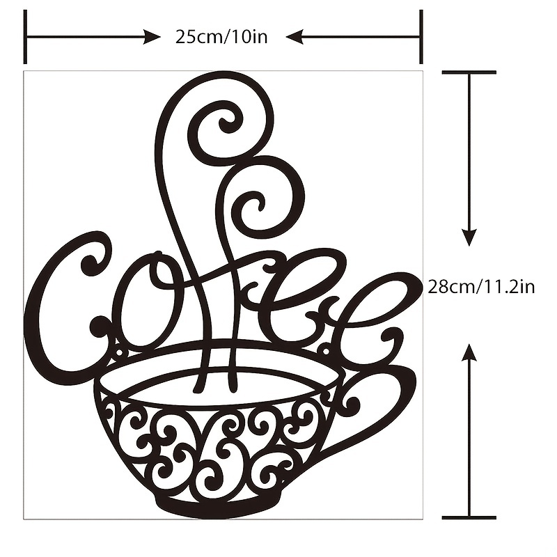 Large Metal Coffee Cup Silhouette Wall Decor For Home Coffee - Temu