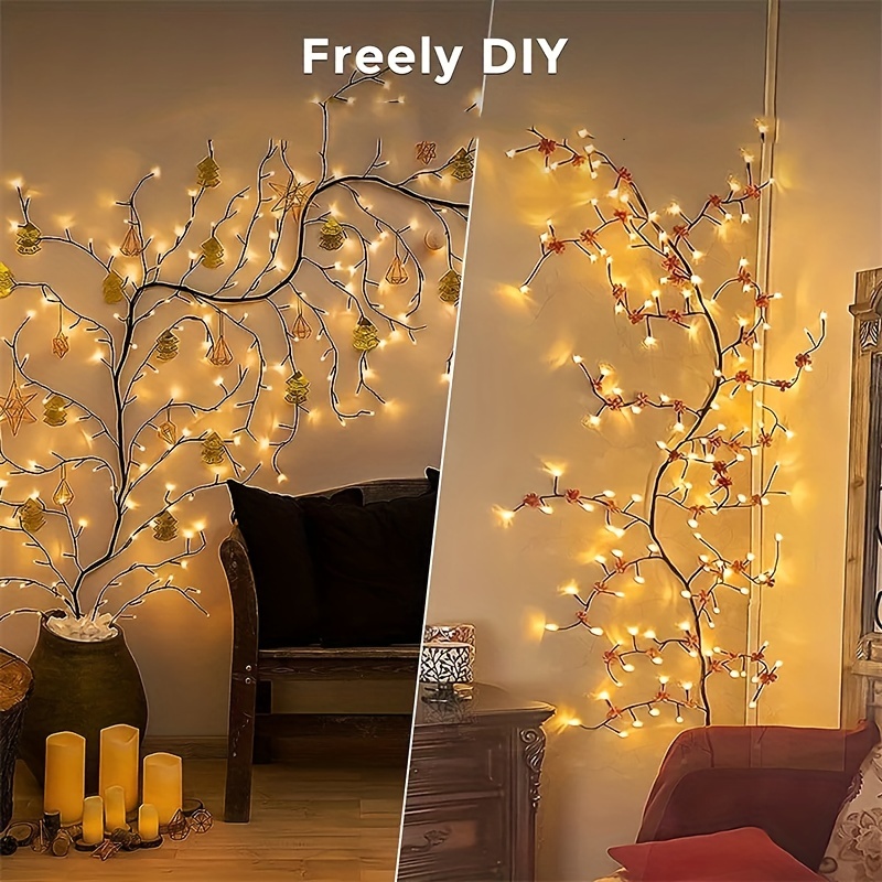 NHSUNRAY Lámpara decorativa de árbol de cabecera con pilas LED para  dormitorio, 4.5 V, diseño moderno y único, lámpara decorativa de interior  para
