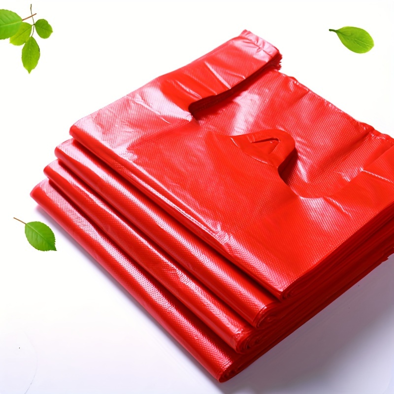 Leak Proof Portable Red Supermarket Plastic Shopping Bags