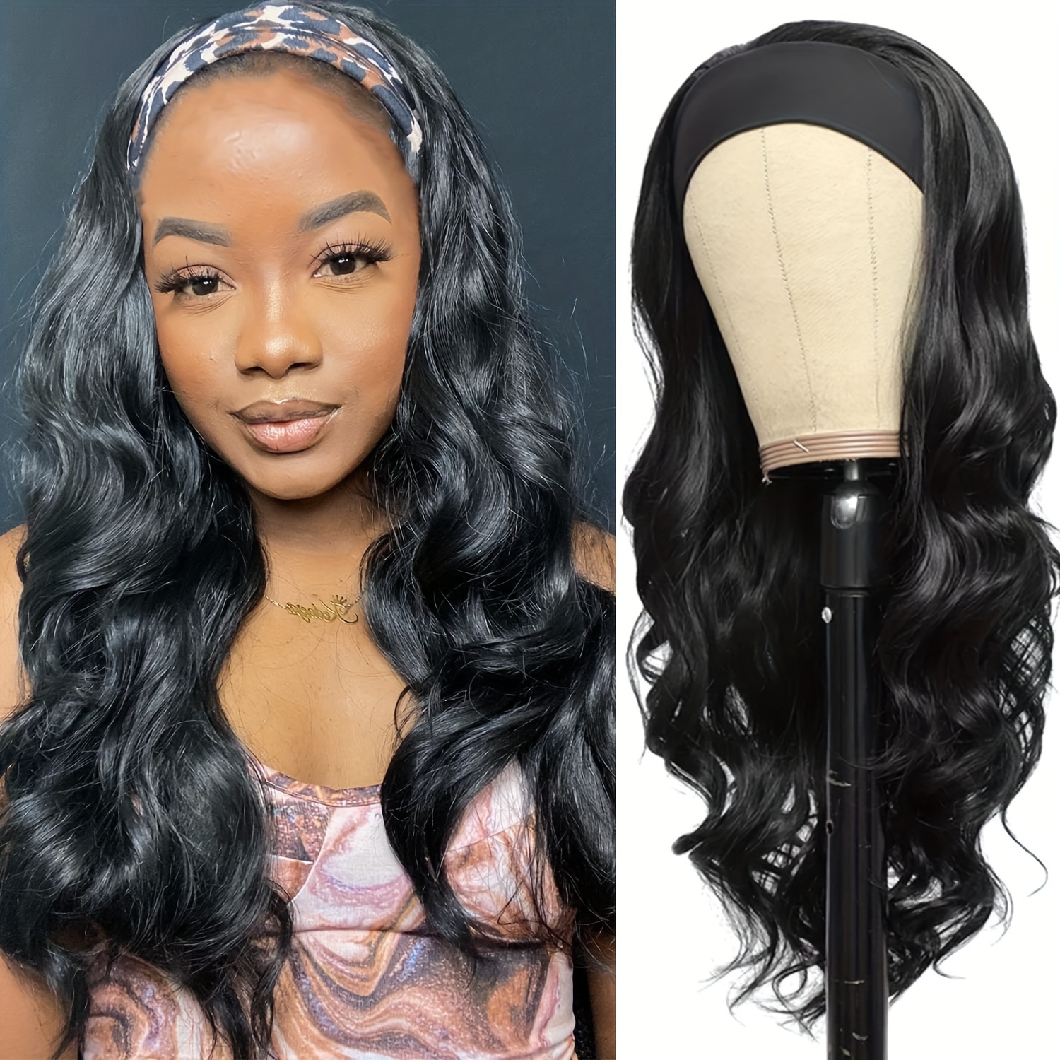 Headband Wig Curly Headband Wigs for Black Women Synthetic Water