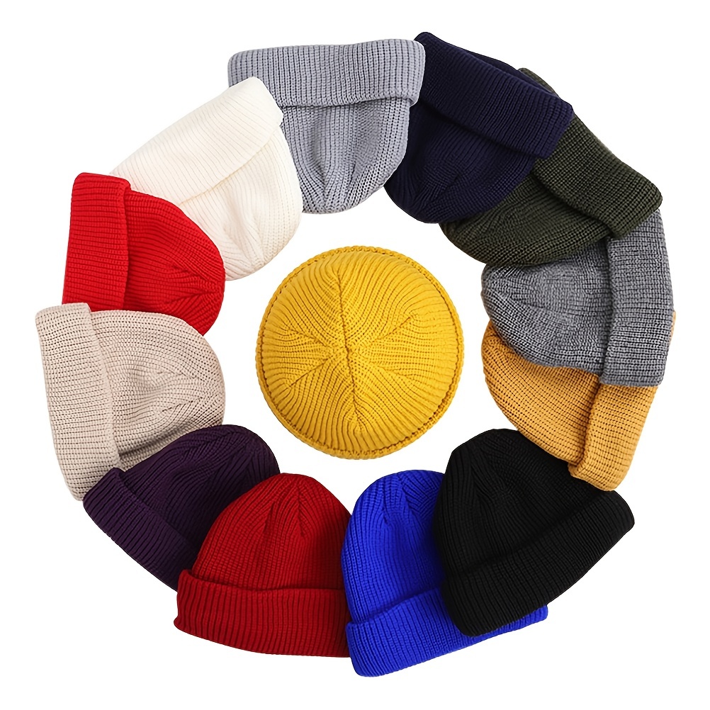 Blue Basics 1pc Beanie Hat, Docker Hat, Men's Knitted Hats for Men Winter Men Women Hats Soft Warm unisex Beanie Hat,Temu