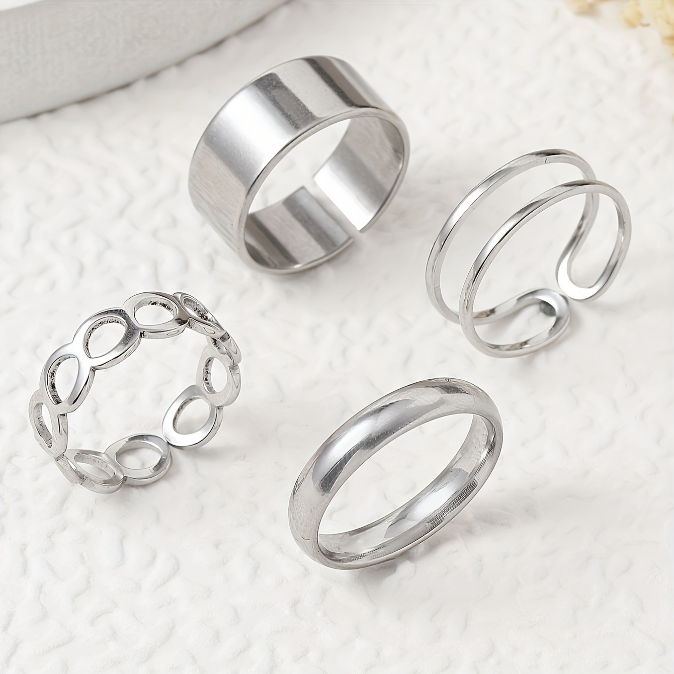 Stainless steel punk ring band offers set