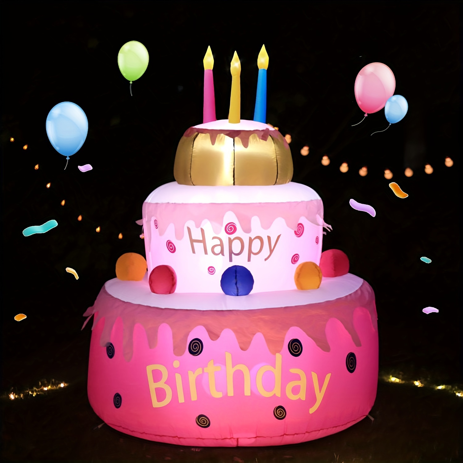 Decoración para tarta Happy Birthday negro - Globofiesta