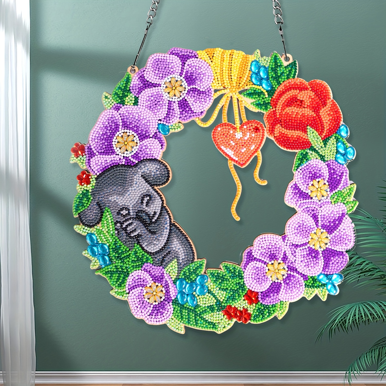 Frameless Diy 5d Artificial Diamond Painting Set Wreath - Temu