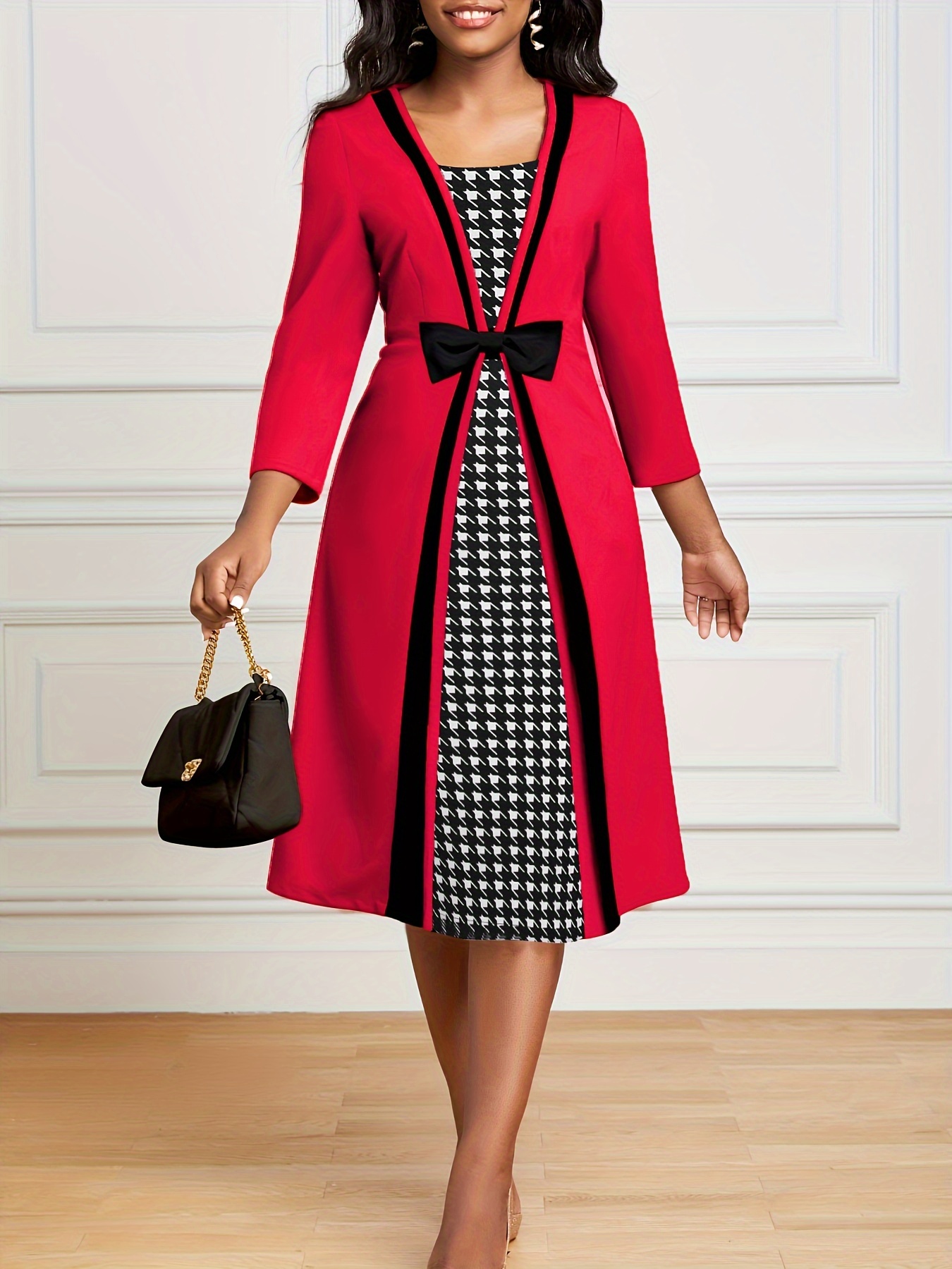 Houndstooth Print A-line Dress for Sale Australia, New Collection Online