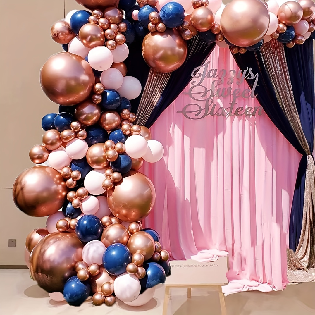 Navy blue Rose gold Gender reveal Decorations Party - Temu