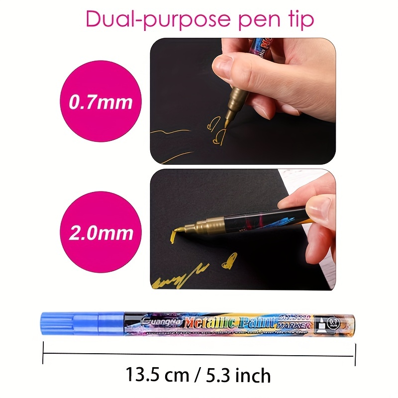 Metallic Marker Pens, Metallic Paint Pen Markers Suitable for Cards Writing  Signature Lettering Metallic Painting Pens - 8 