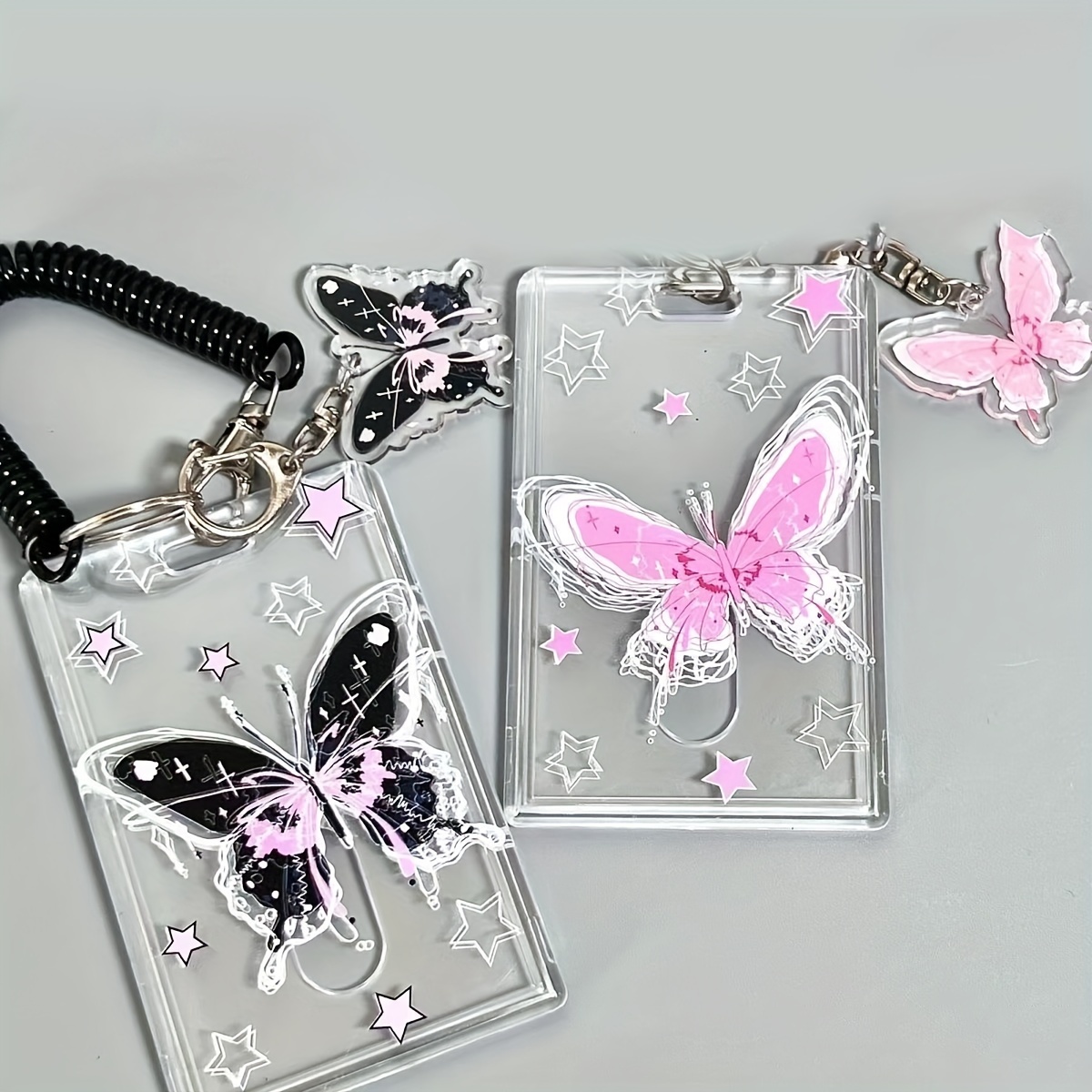 Crystal Butterfly Acrylic Card Holder Key Chain Photocards - Temu