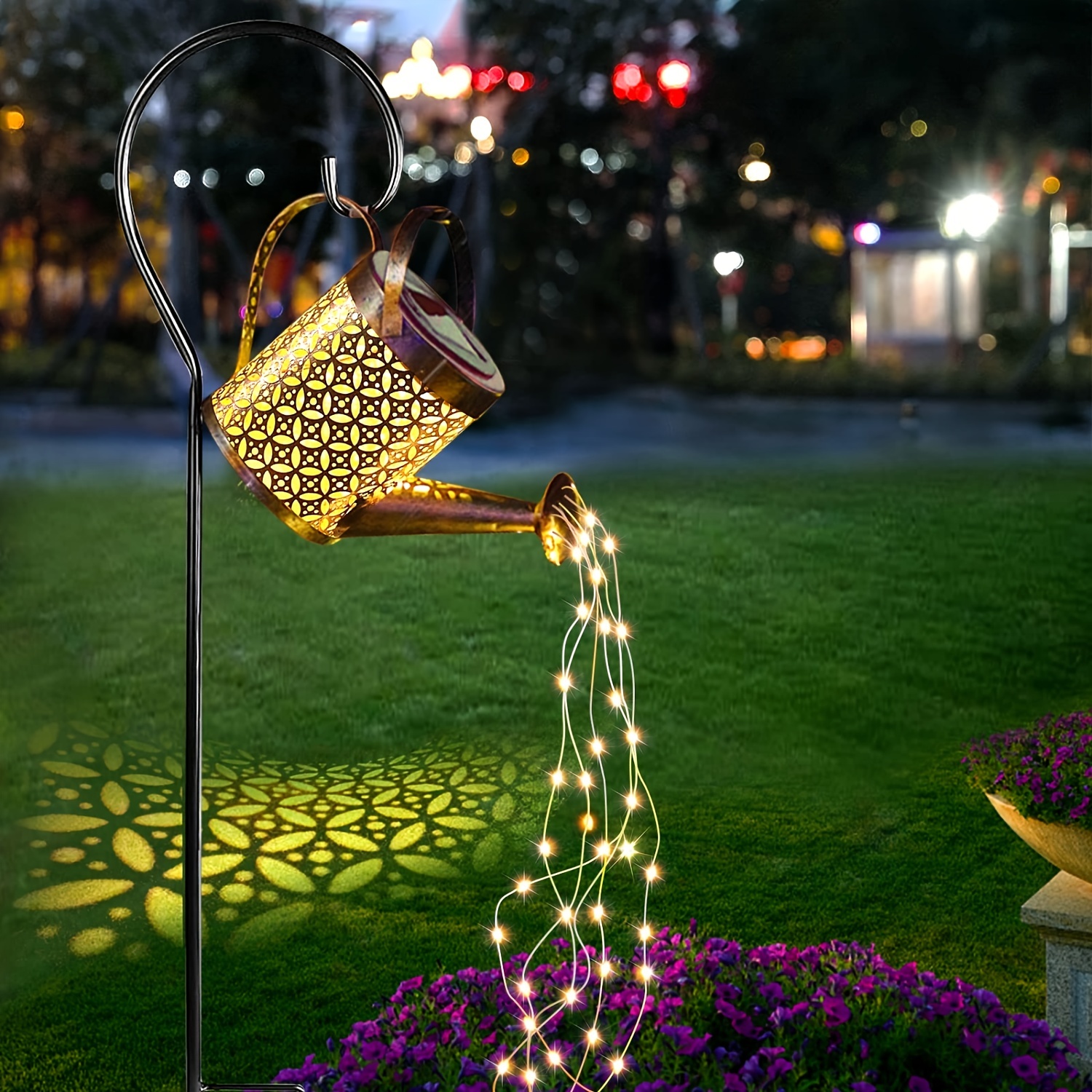 1pc Solar Watering Can With Lights - Outdoor Decor for Party Holiday Patio Yard Pathway Walkway