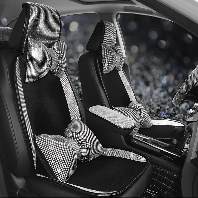 Bling Car Seat Cover Set Sparkly White Rhinestone Car Seat - Temu