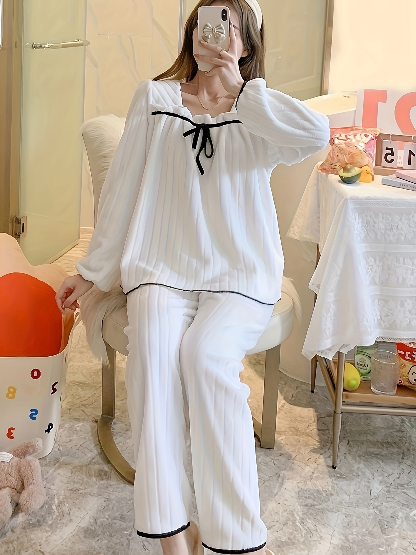 Long Sleeve Pajama Women 2xl Size, Korean Fashion Lounge Set