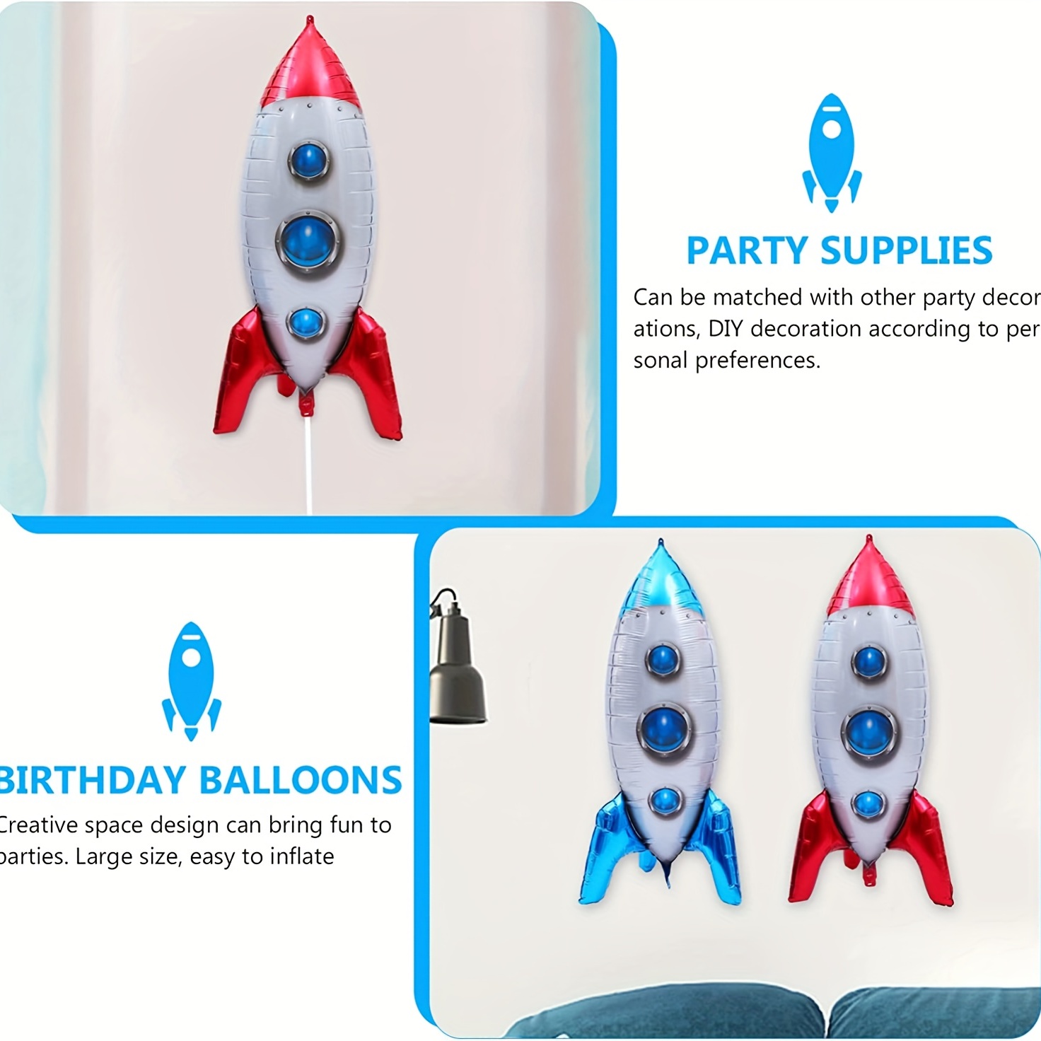 4D Rocket Helium Balloon Outer Space Foil Balloons