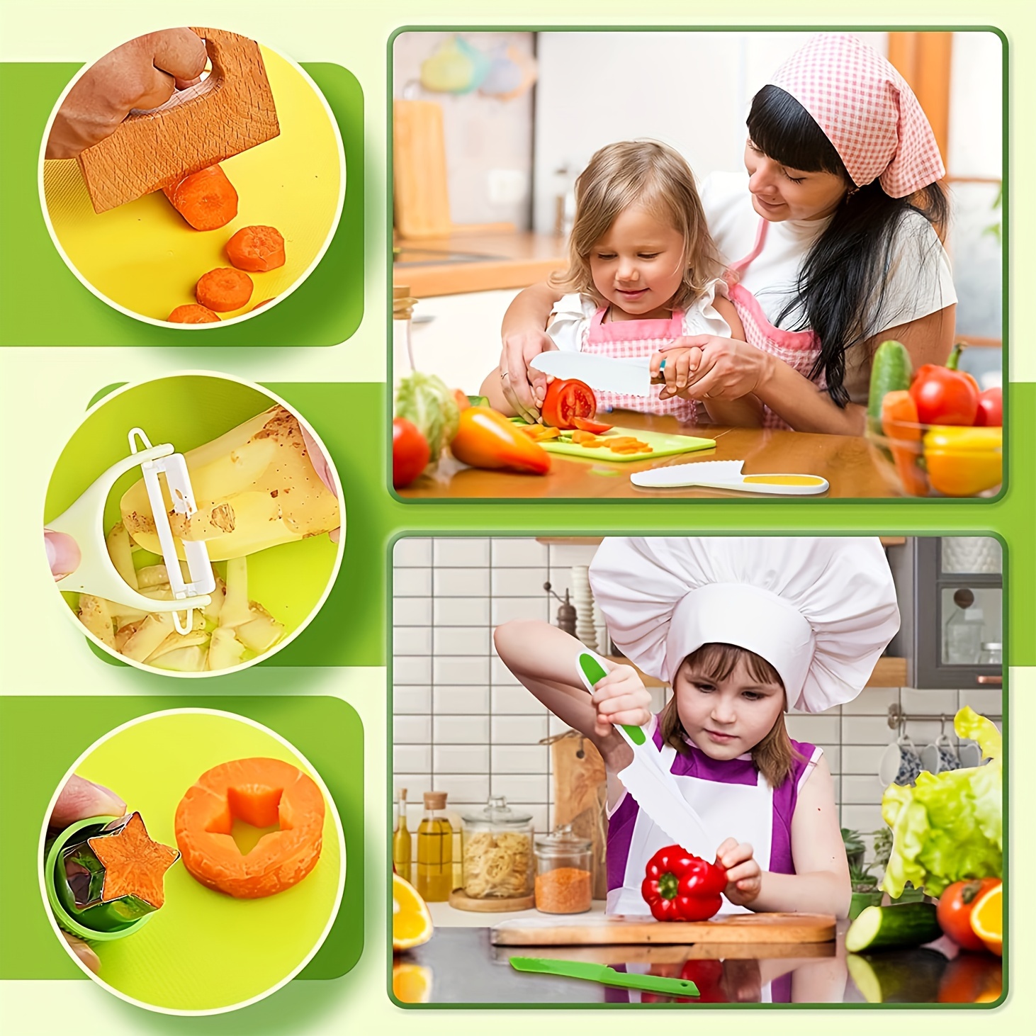 Montessori Kitchen Set For Toddlers - Real Cooking With Safe Knives,  Crinkle Cutter & Cutting Board! - Temu